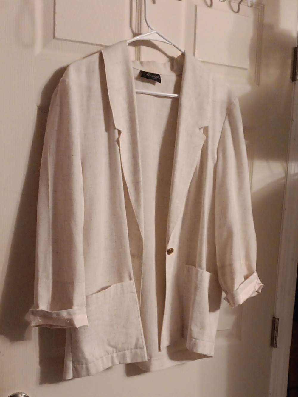 Light Cream Women's Open-Front Blazer Jacket